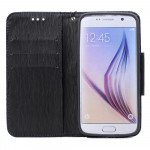 Wholesale Galaxy S7 Color Flip Leather Wallet Case with Strap (Black Black)